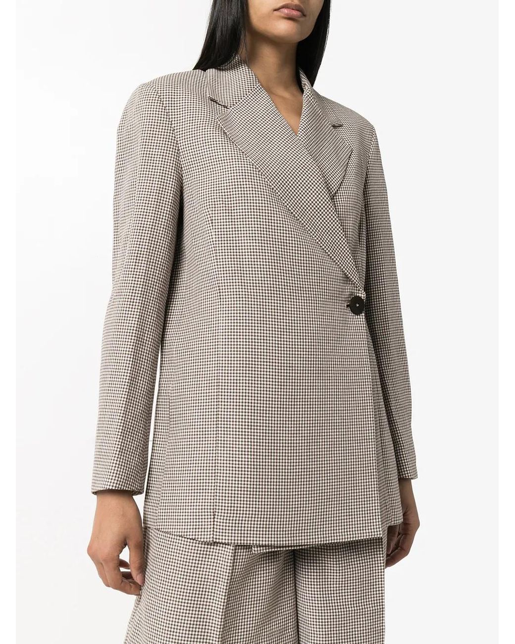 Remain Brown Viv Checked Double-Breasted Blazer