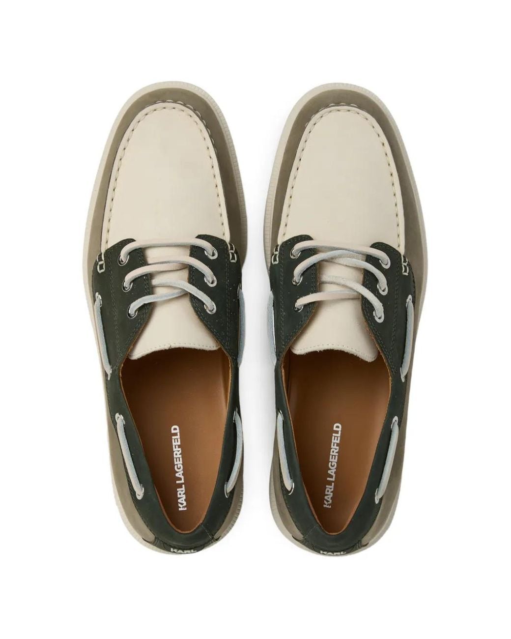 Karl Lagerfeld Green Kori Tri-Color Boat Shoes for men