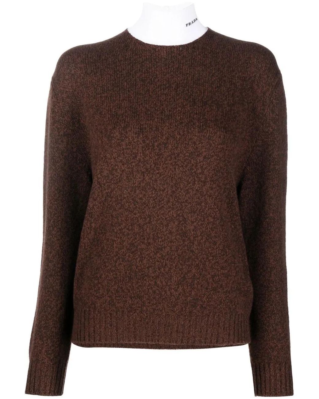 Pull En Cachemire Mélangé À Col V Prada en coloris Brown