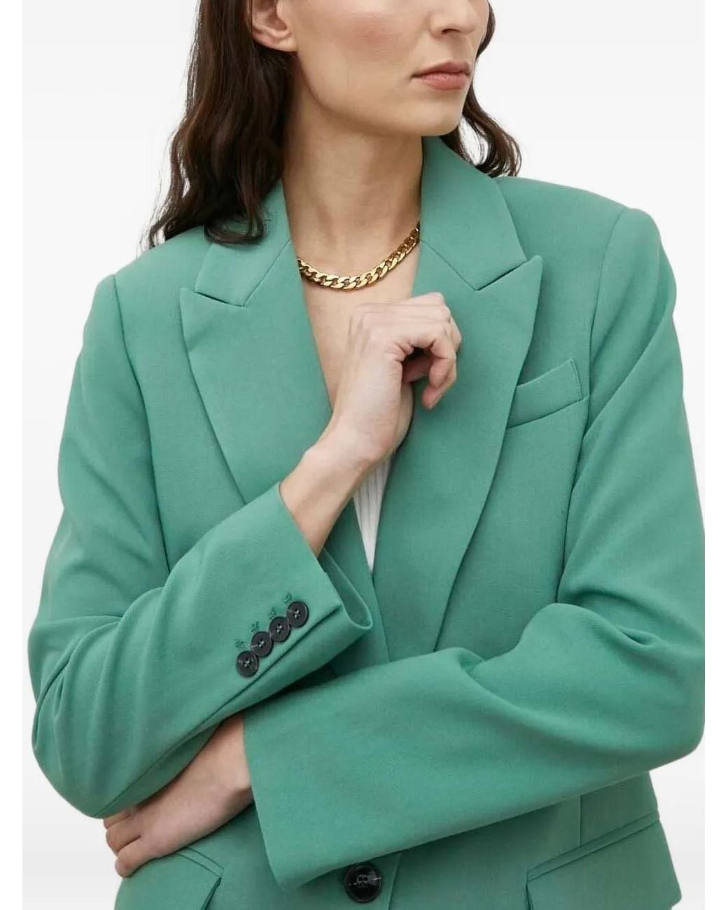 Bruuns Bazaar Green Single-Breasted Button Blazer