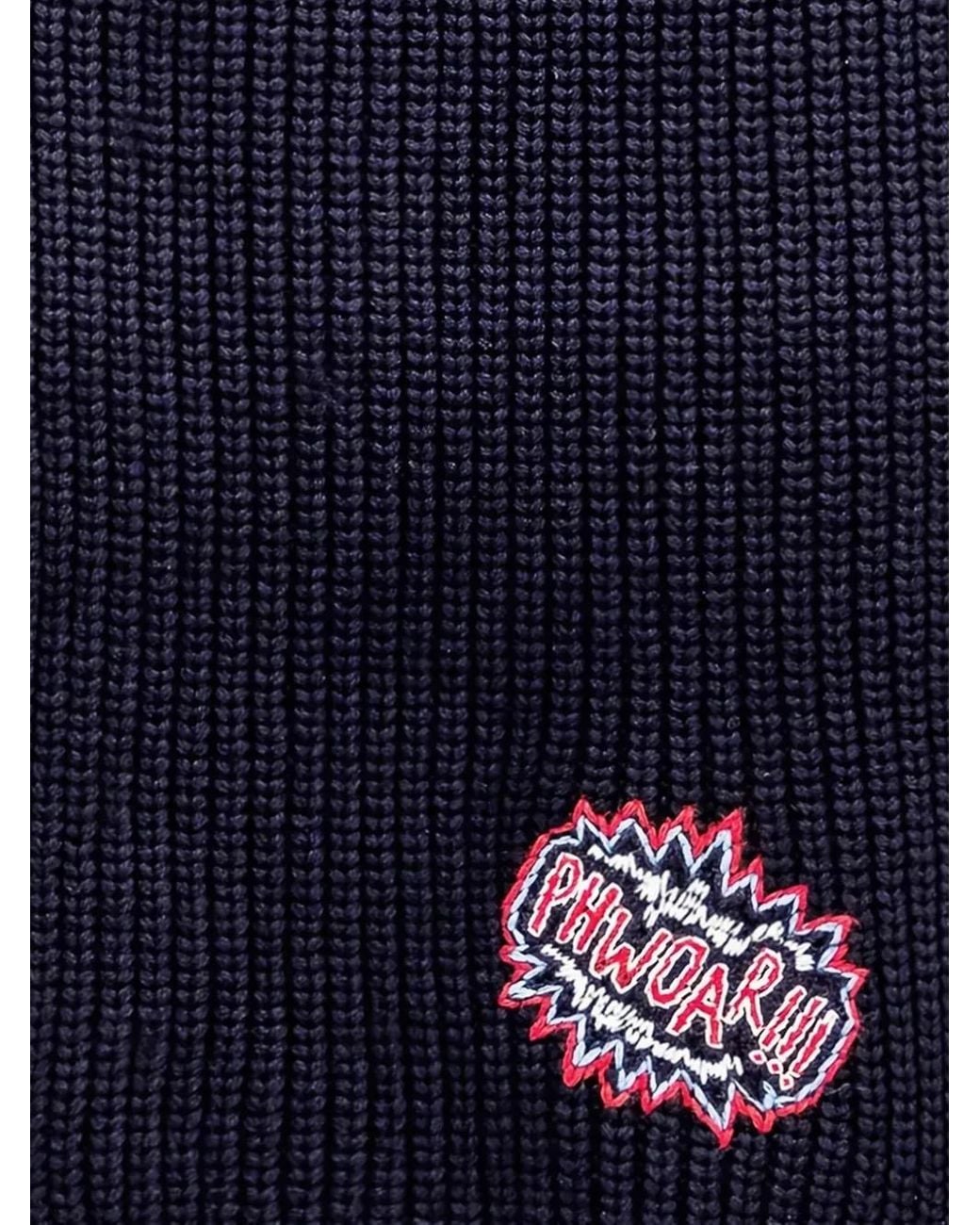Anya Hindmarch Blue Logo-Patch Scarf