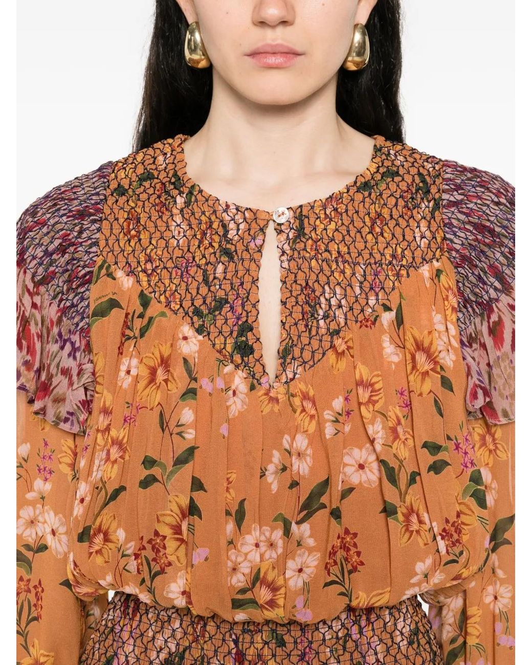 Farm Rio Brown Floral-Print Dress