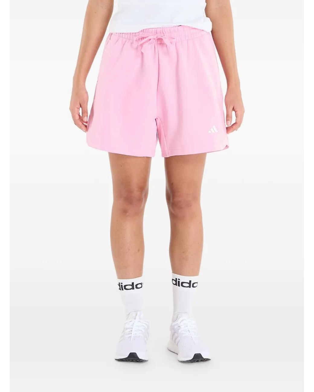 Adidas Pink Logo-Print Drawstring Shorts