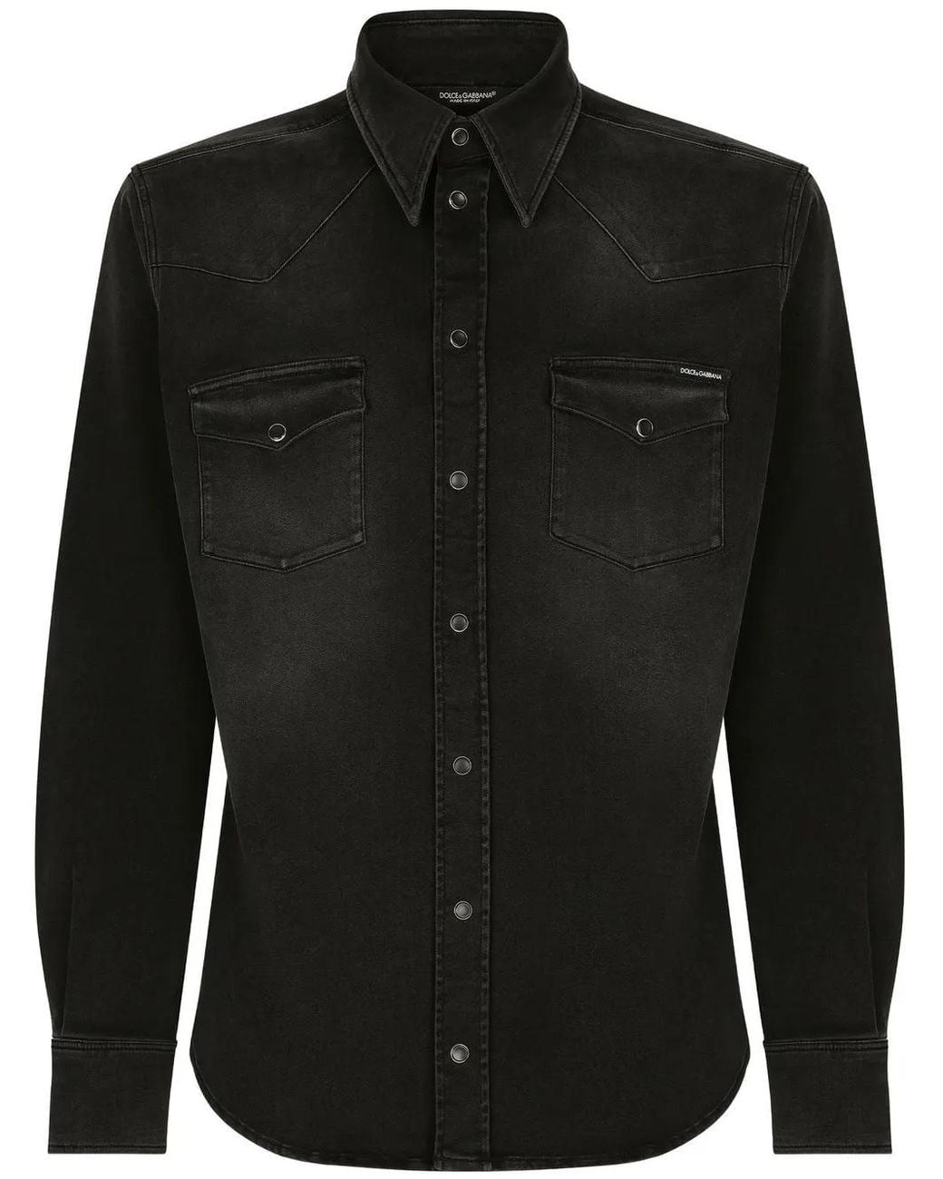 Dolce & Gabbana Black Button-Up Denim Shirt for men