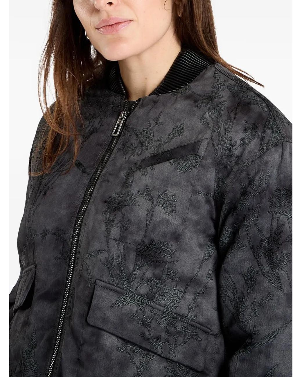 Desigual Black Floral-Embroidered Tie-Dye Jacket
