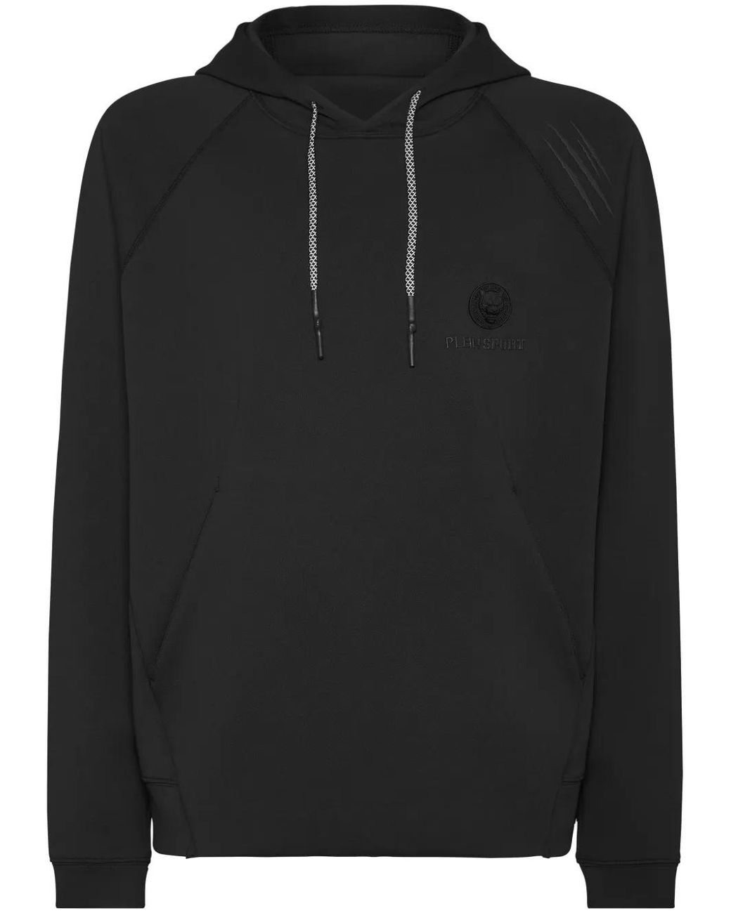 Philipp Plein Black Logo-Patch Hoodie for men