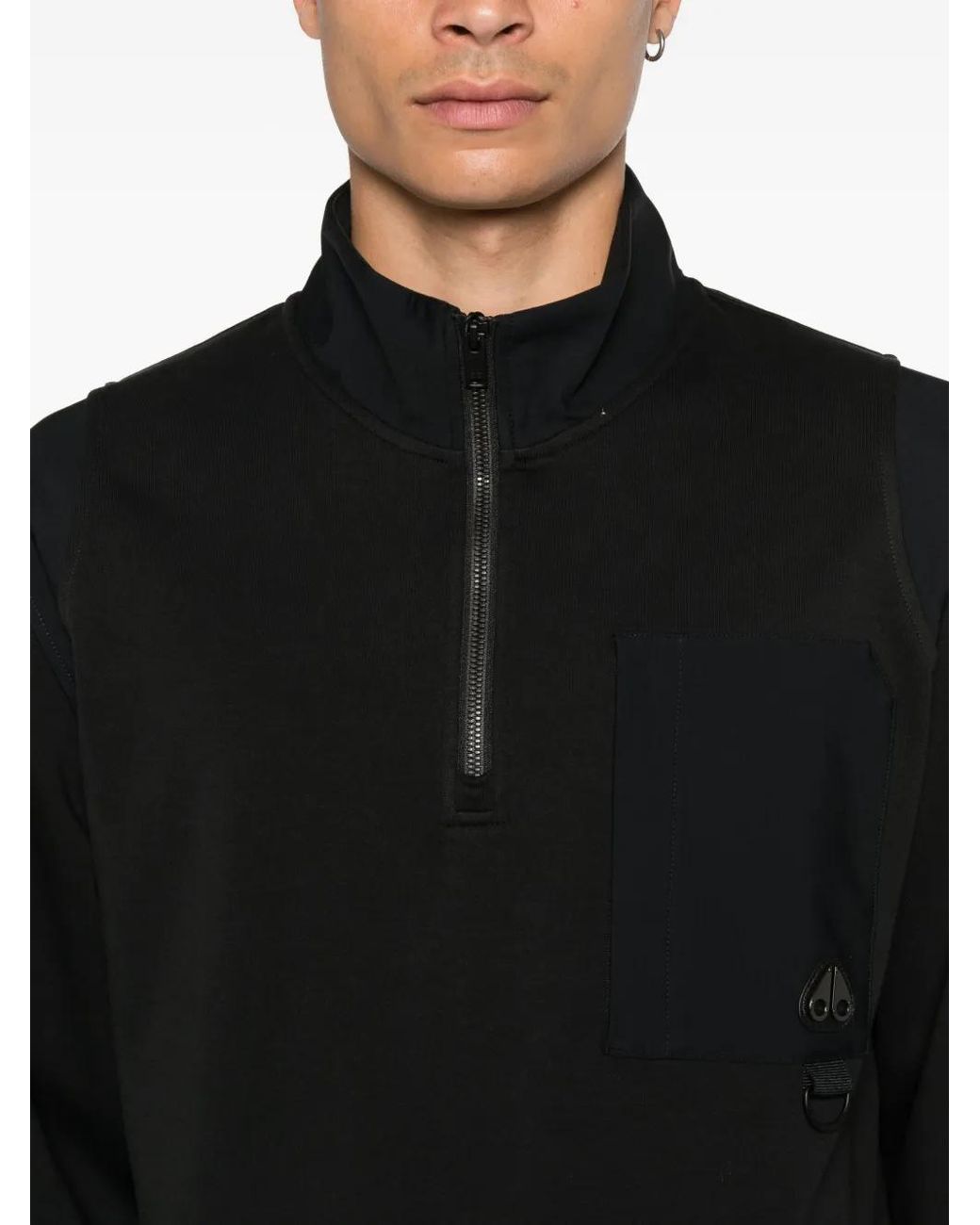 Moose Knuckles Black Patch-Pocket Sweatshirt for men