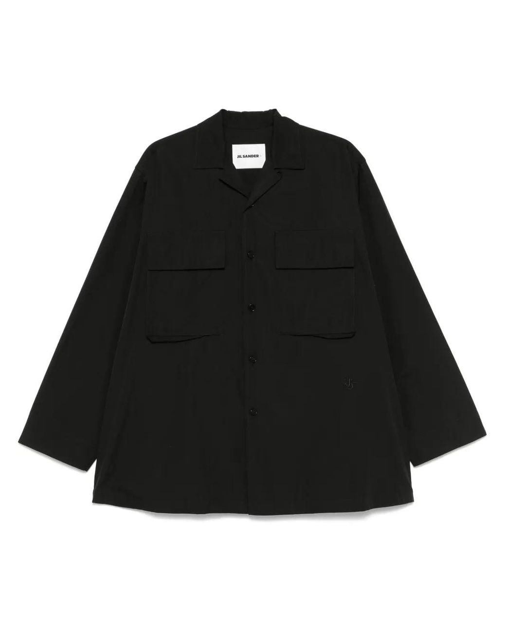 Jil Sander Black Logo-Embroidered Shirt for men