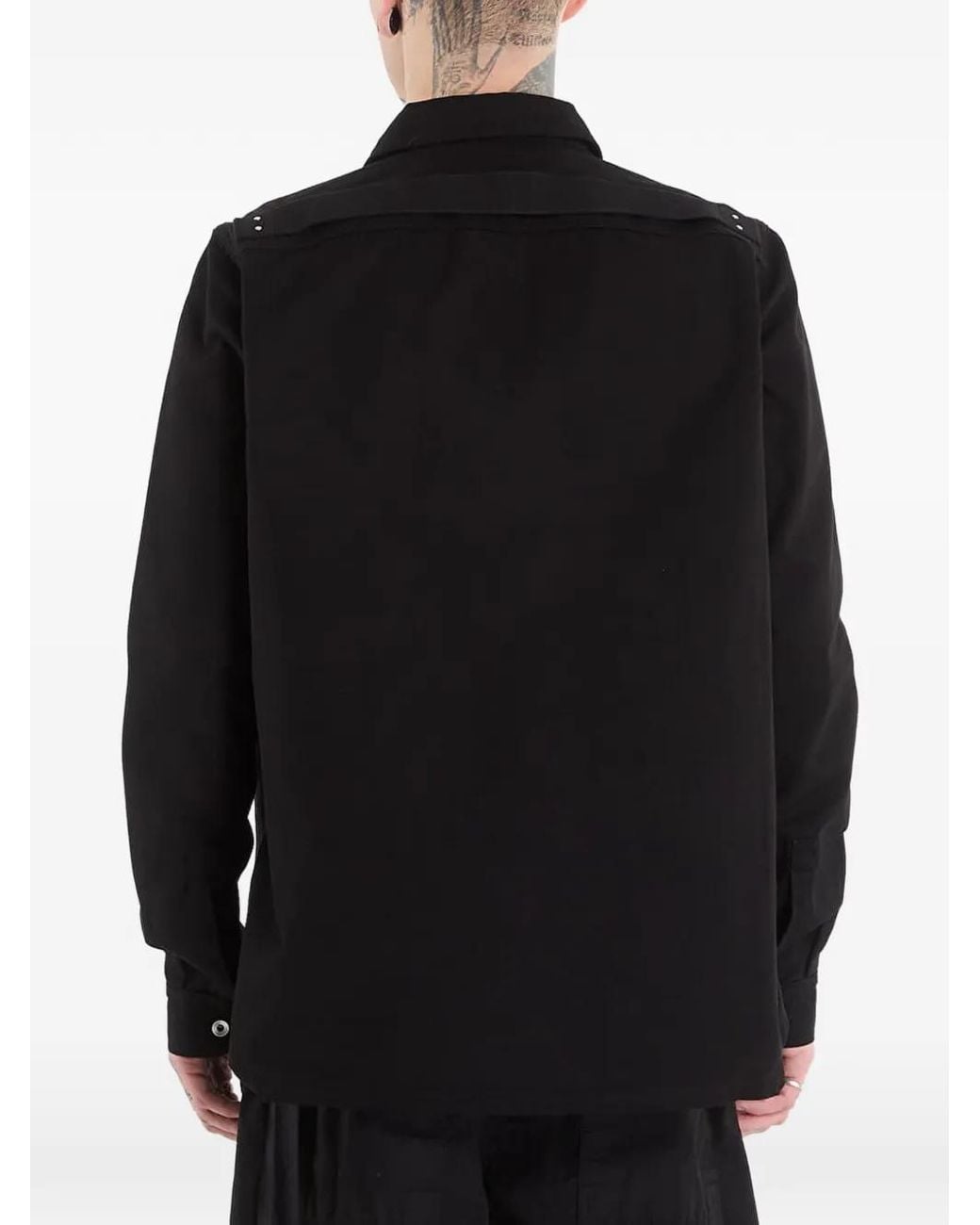 Rick Owens Black Outershirt Buttoned-Up Cotton Jacket for men