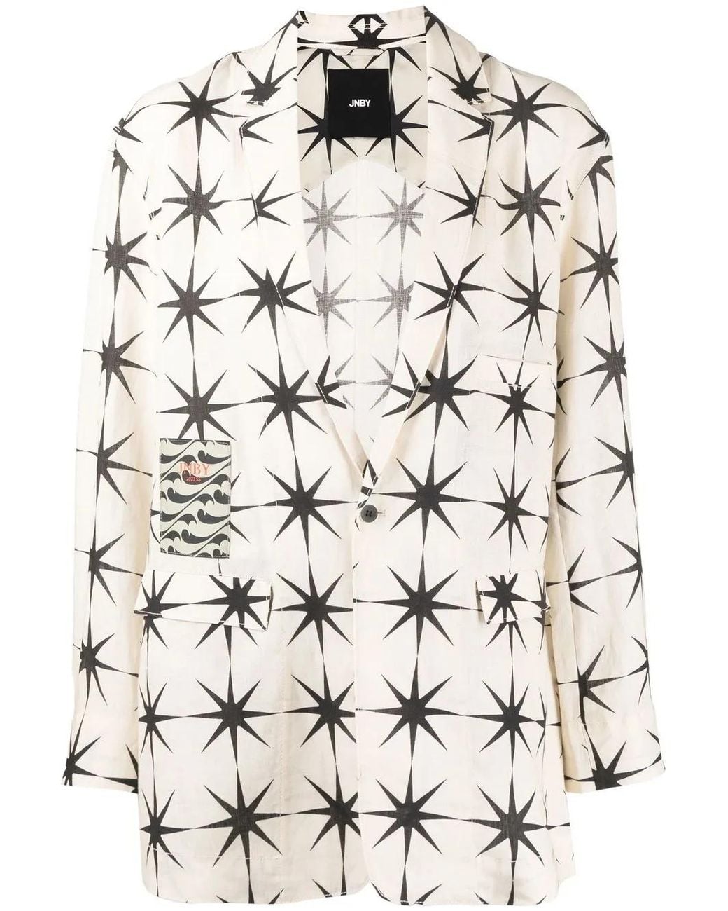 JNBY White Printed Linen Blazer