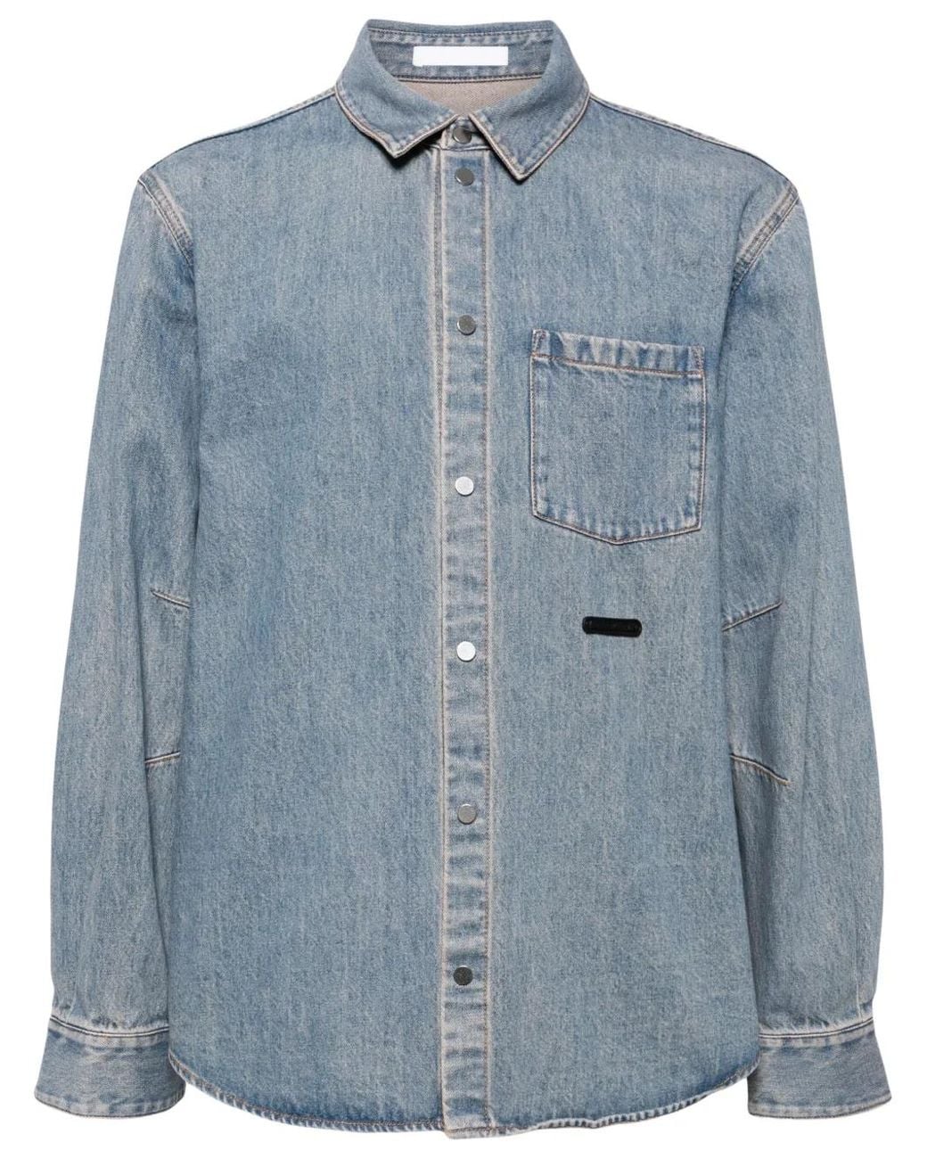 Helmut Lang Blue Curved Denim Shirt for men