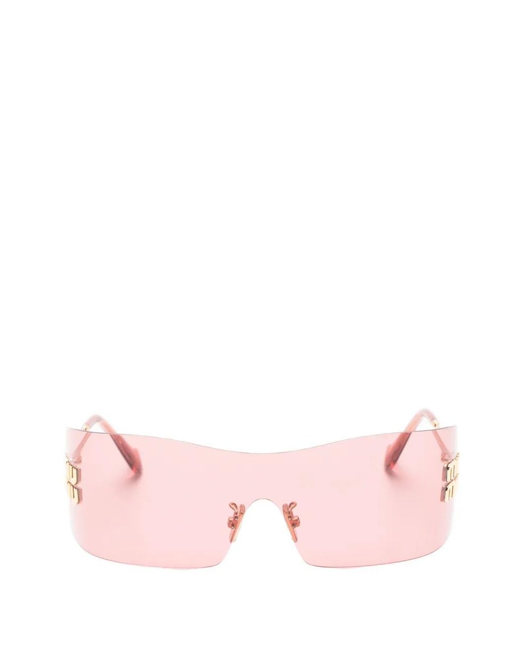 Miu Miu Pink Logo-Plaque Rectangle-Frame Sunglasses
