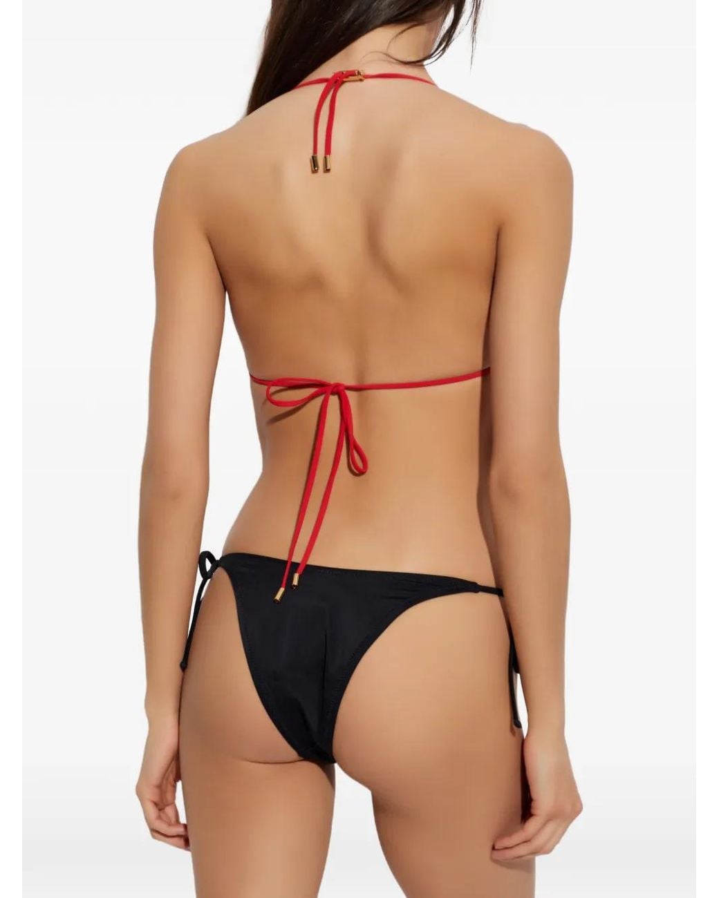 Moschino Red Tie-Fastening Bikini Top