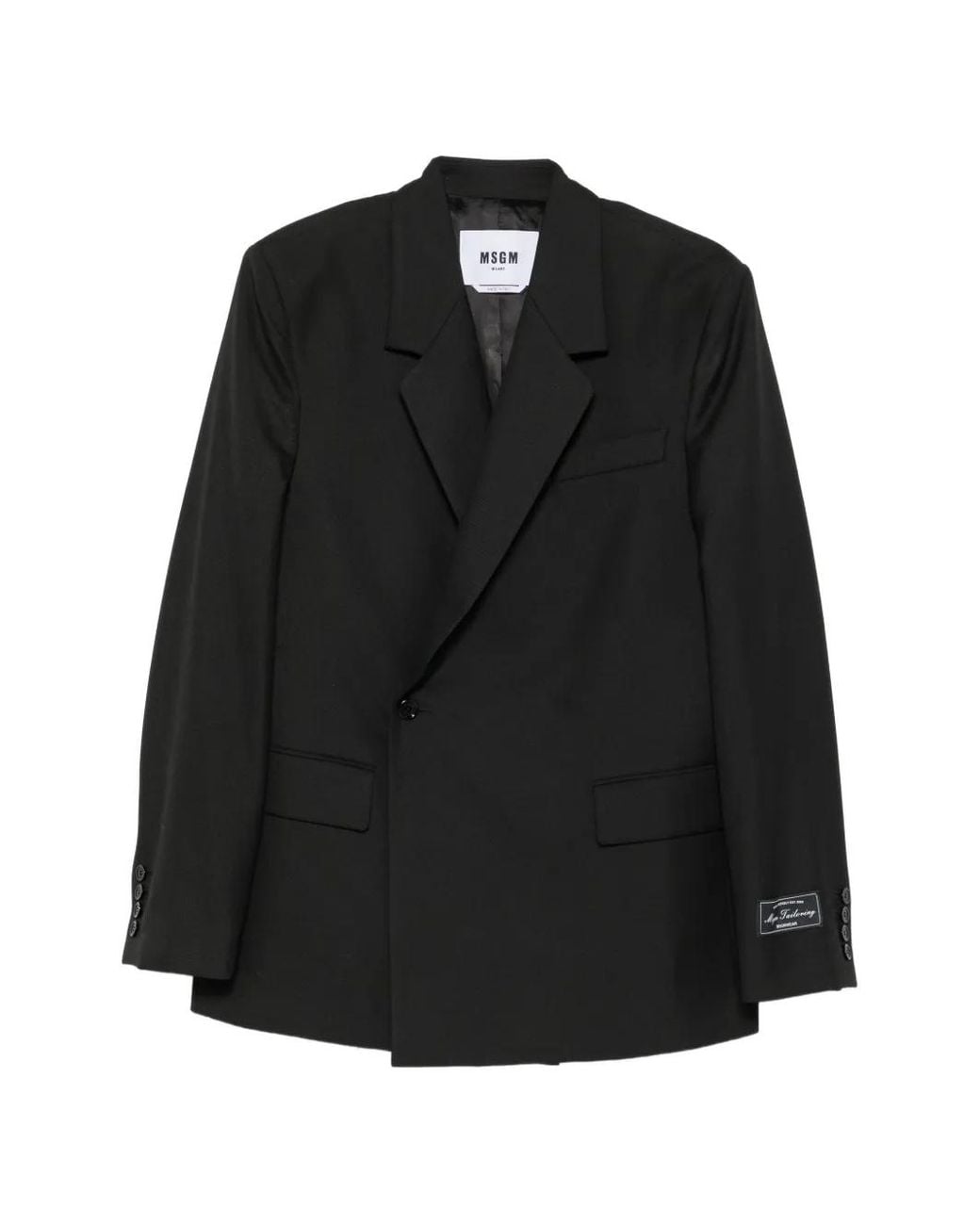 MSGM Black Logo-Patch Double-Breasted Blazer for men