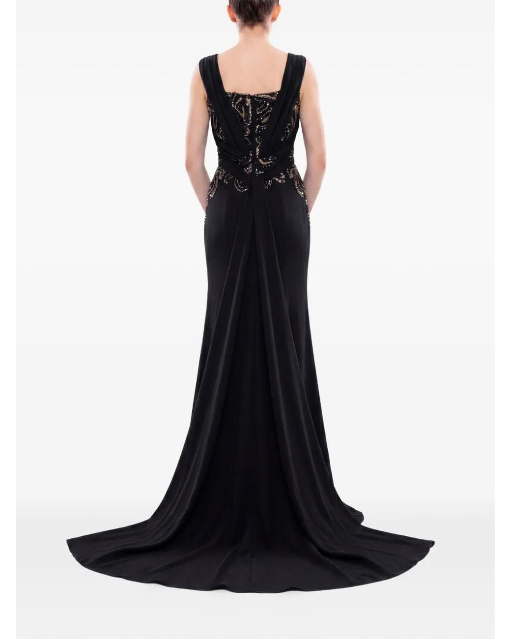 Saiid Kobeisy White Embellished Crepe Maxi Dress
