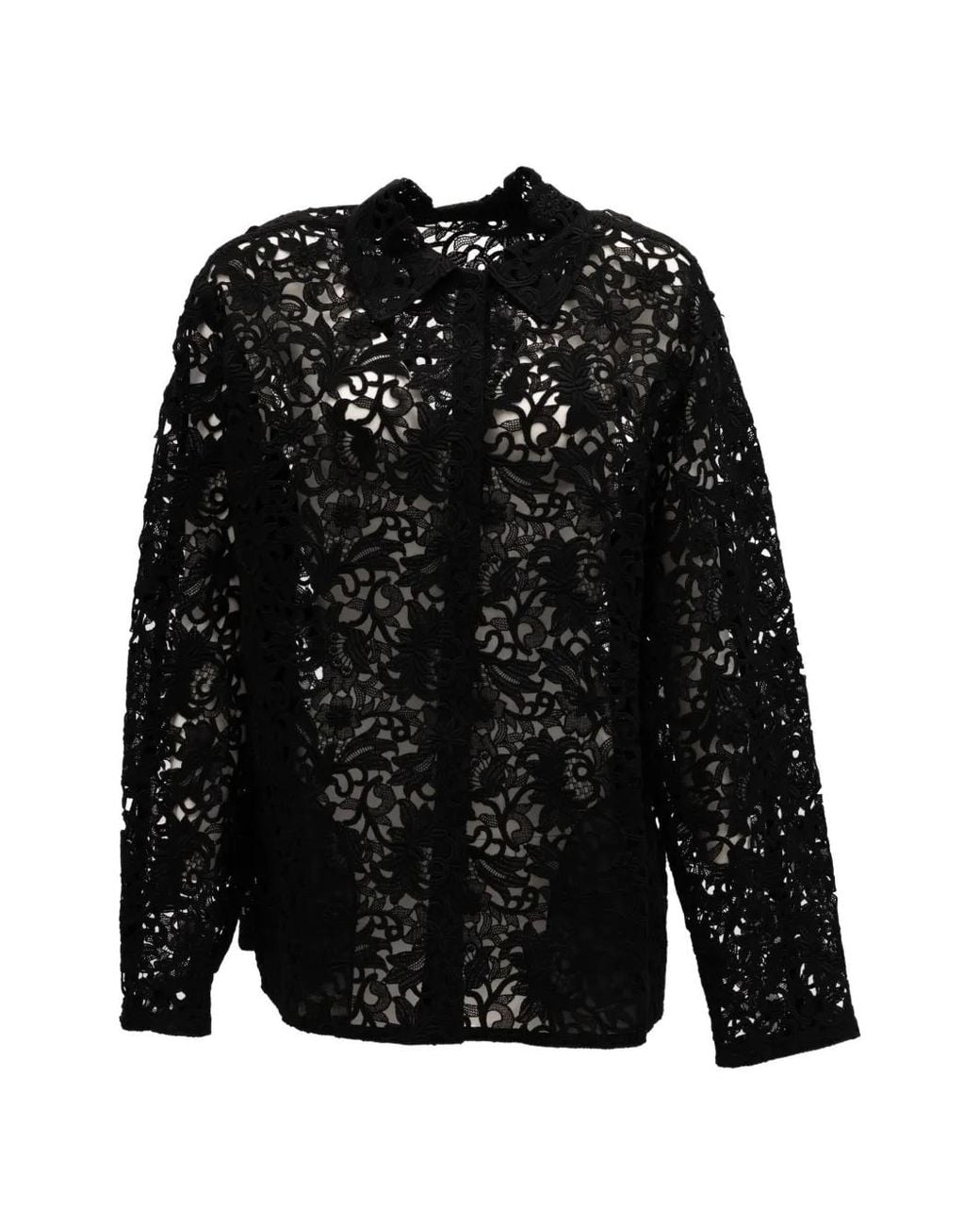 Valentino Garavani Black Floral Lace Shirt