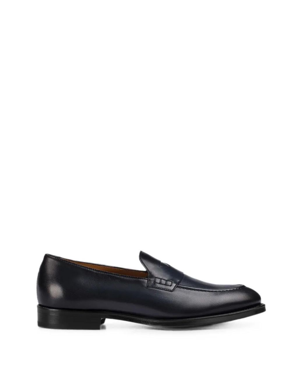Doucal's Blue Almond-Toe Penny Loafers for men