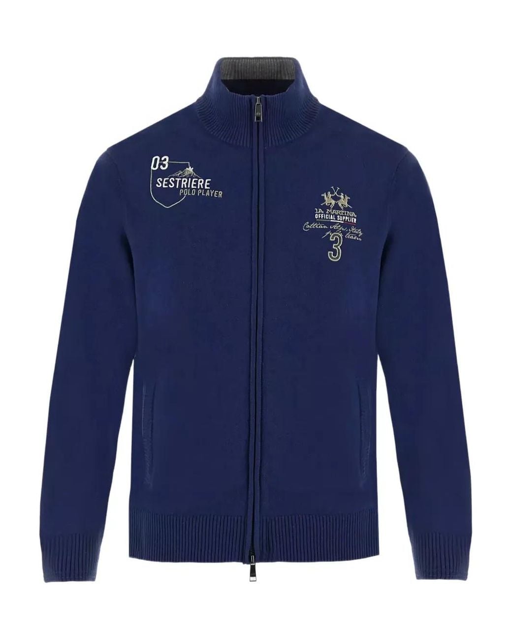 La Martina Blue Bradford Zip-Fastening Cardigan for men