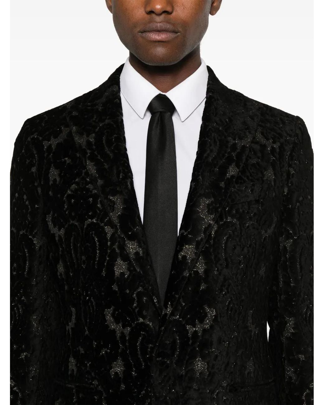 Etro Black Devoré-Effect Single-Breasted Blazer for men