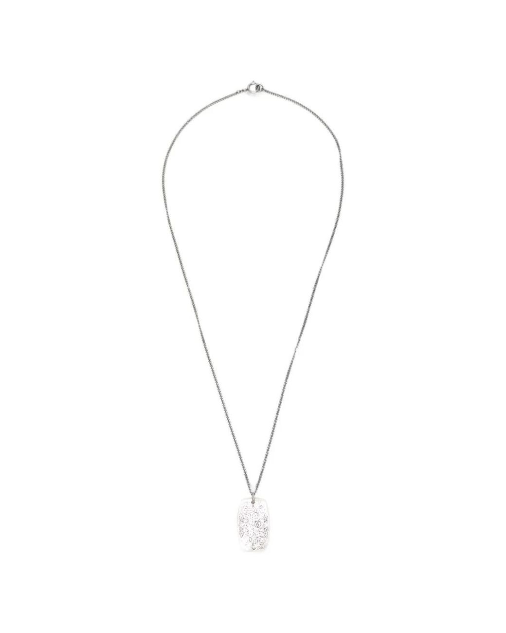 MM6 by Maison Margiela White Engraved Dog-Tag Necklace