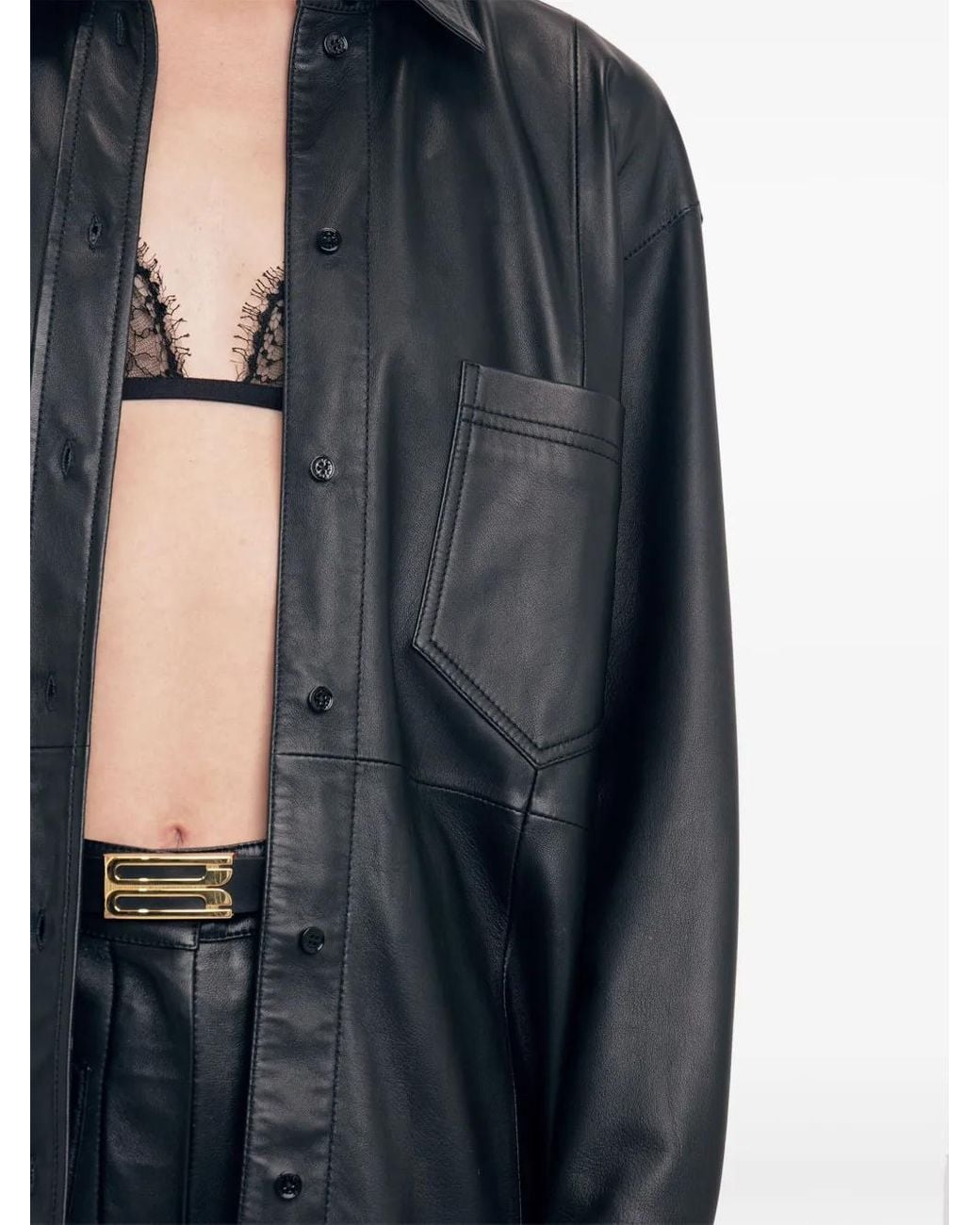 Victoria Beckham Black Leather Shirt