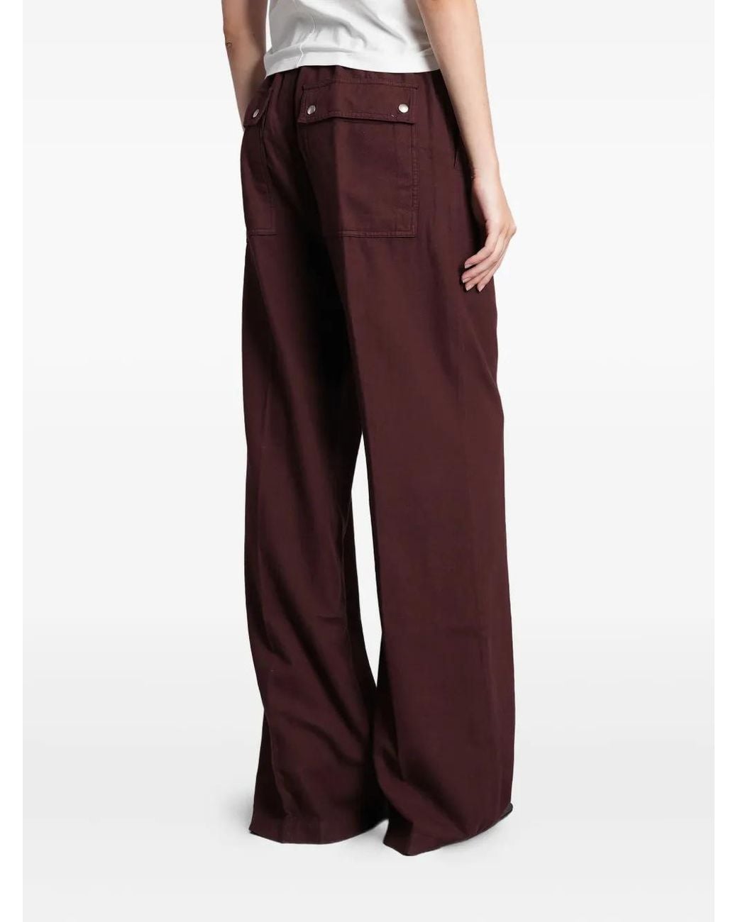 Rick Owens Red Zip Drawstring Trousers