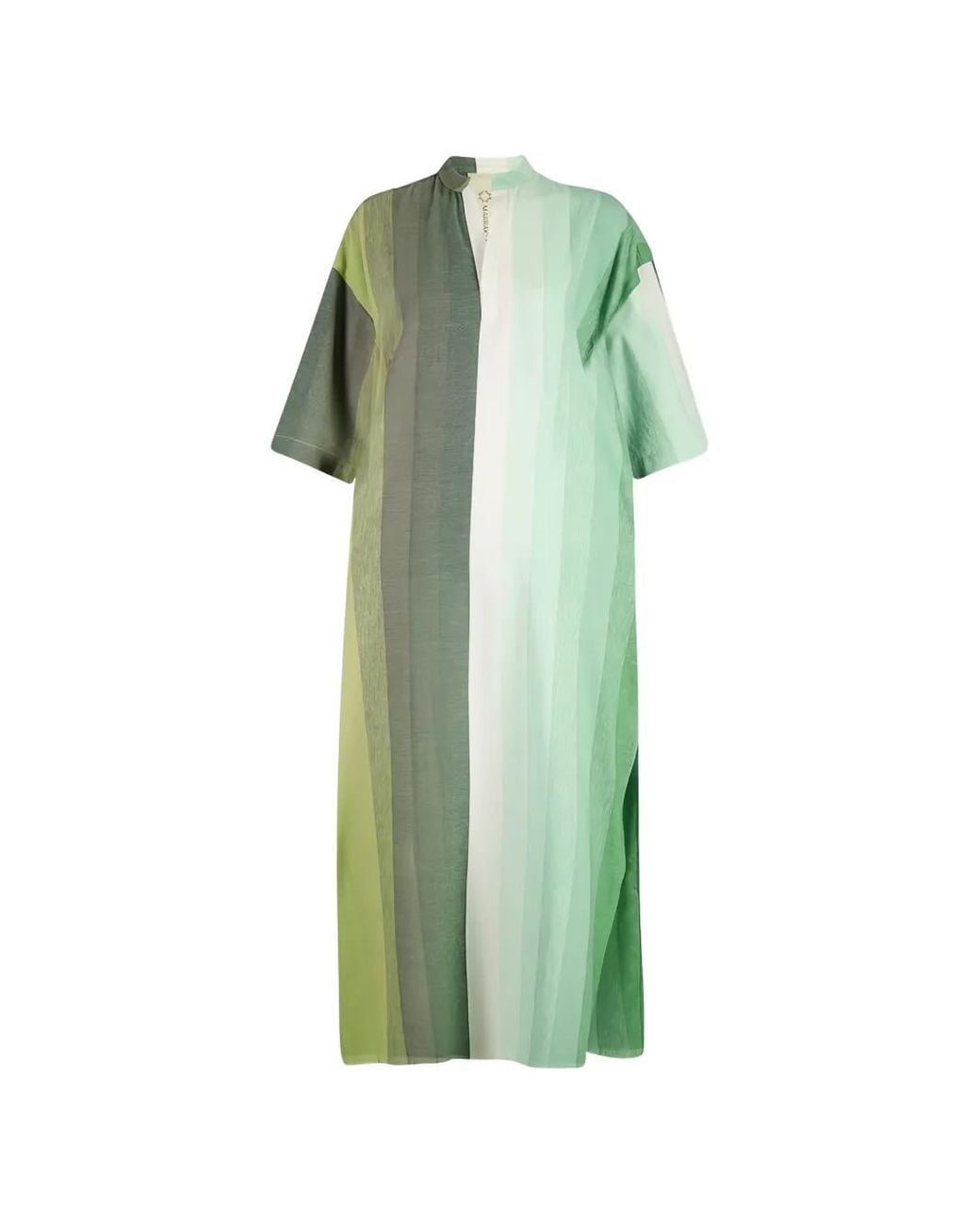 Marrakshi Life Green Striped Cotton Kaftan