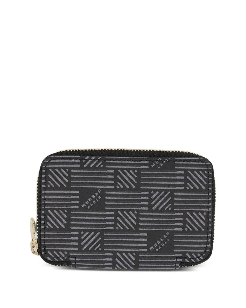 Moreau Black Monogram-Print Zip-Around Wallet