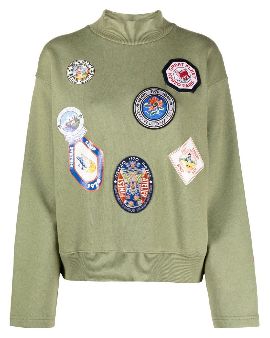 KENZO Travel Patches Cotton Sweatshirt in Green Lyst Canada