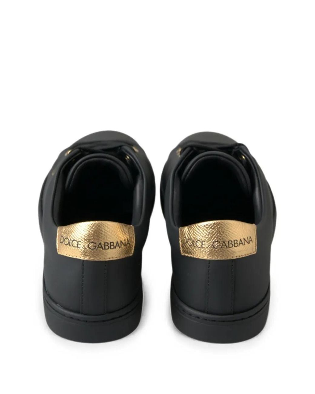Dolce & Gabbana Black Logo-Print Leather Sneakers