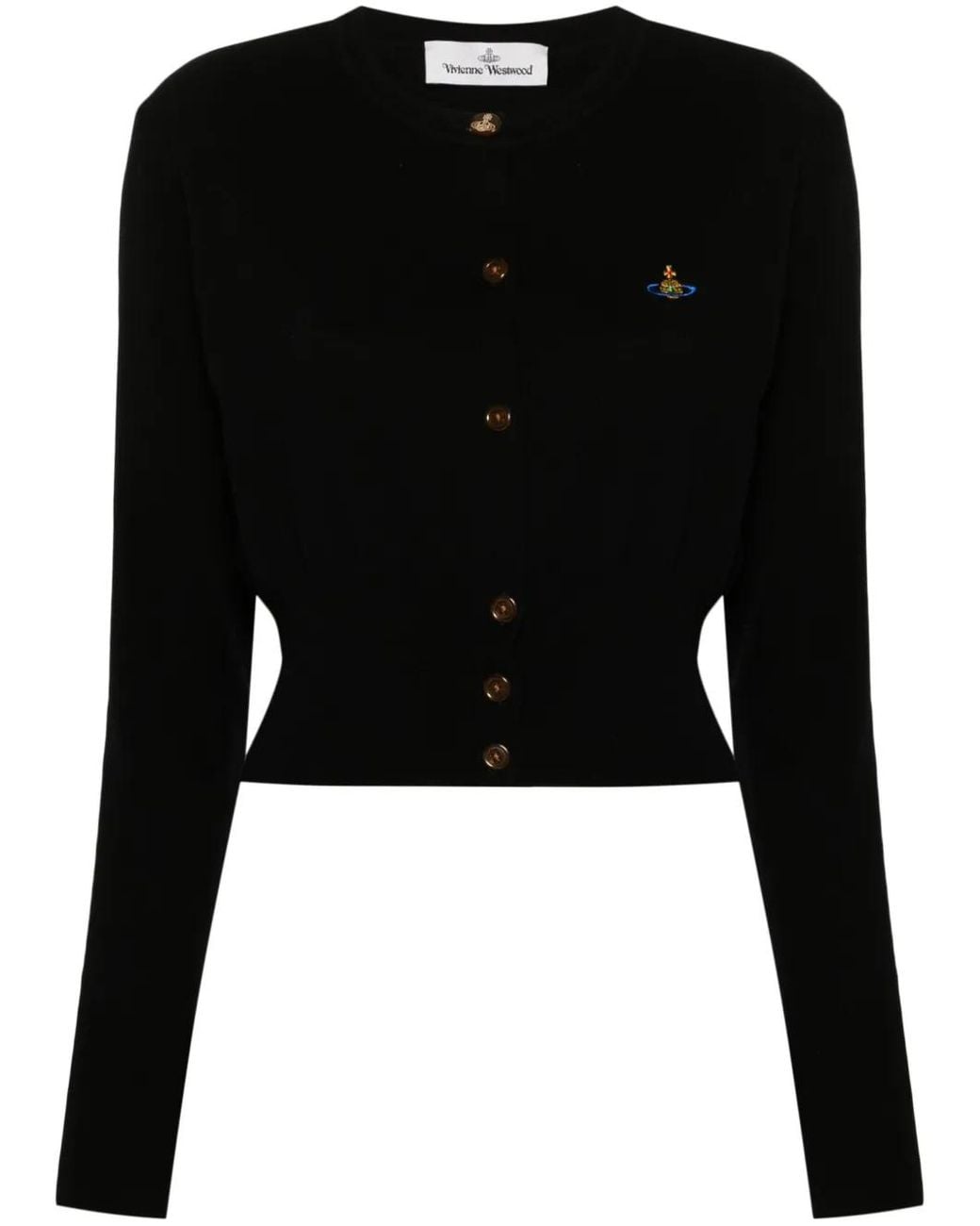 Vivienne Westwood Black Cotton And Cashmere Cropped Cardigan