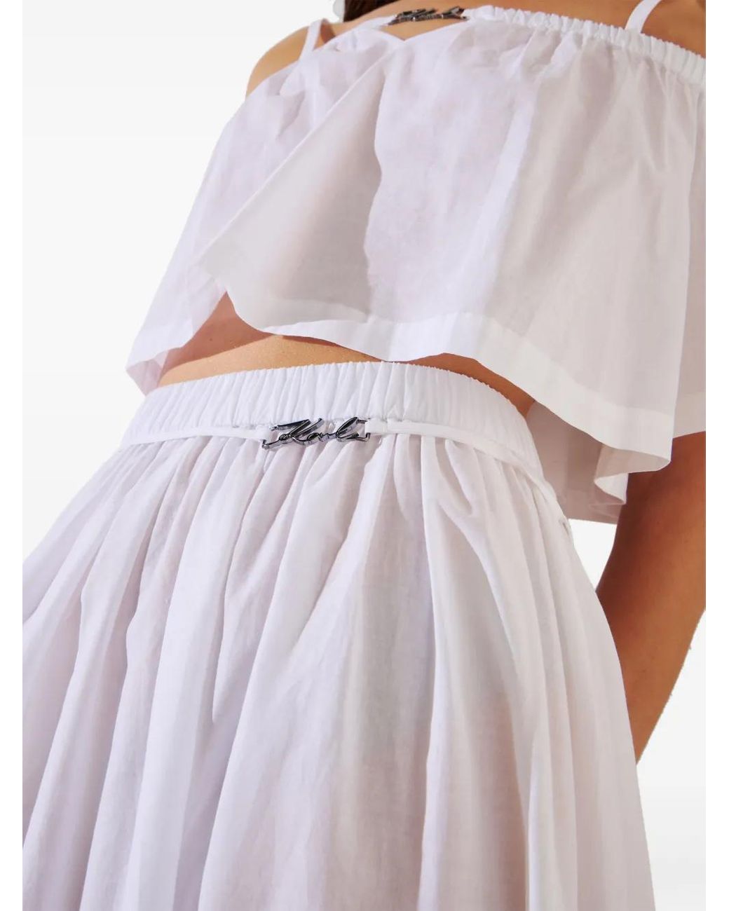 Karl Lagerfeld White Signature Sheer Beach Maxi Skirt