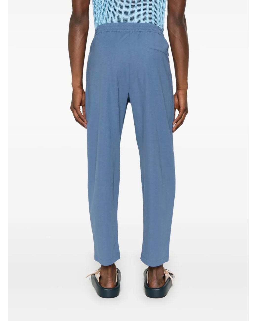 Harris Wharf London Blue Comfort Tapered Trousers for men