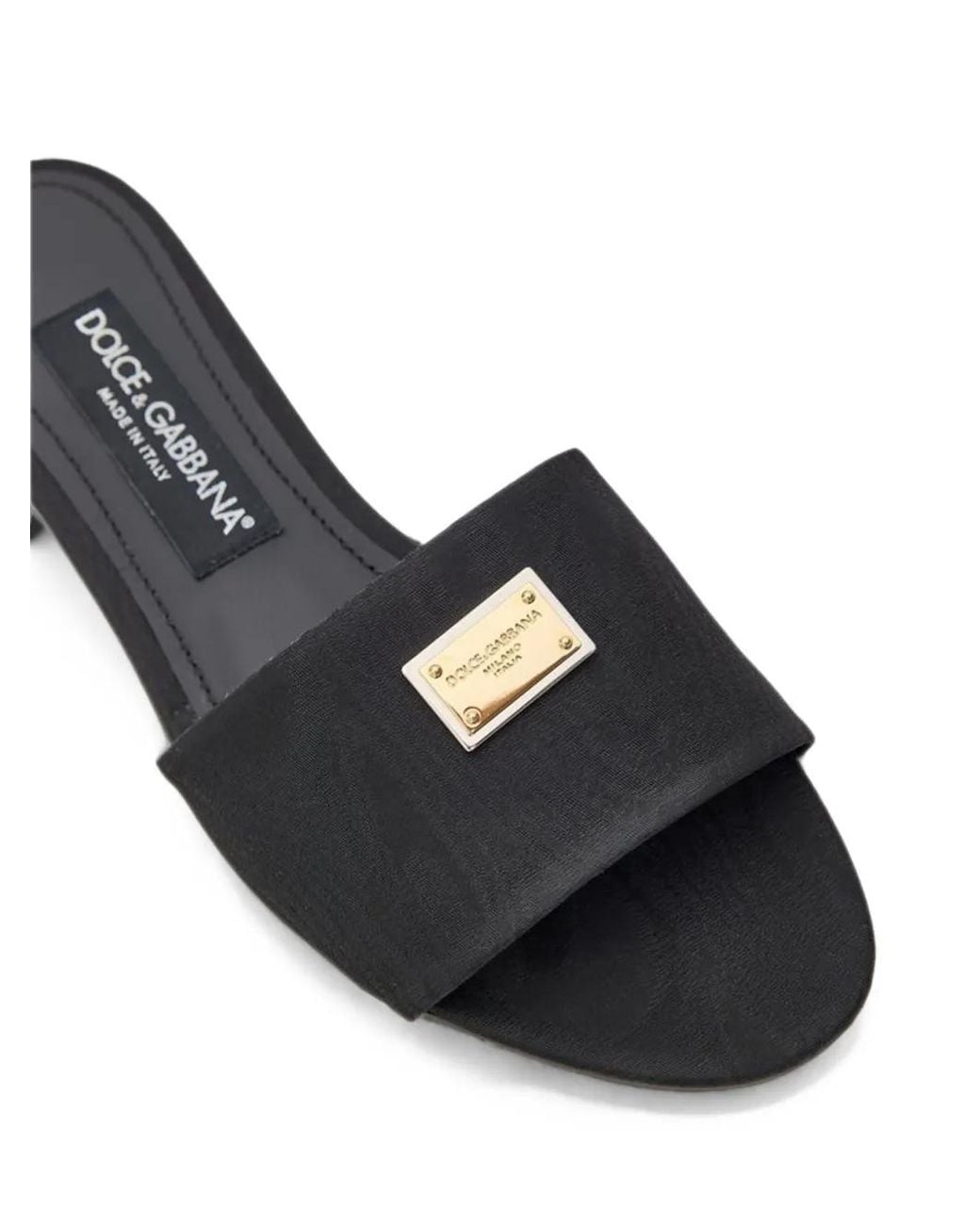 Dolce & Gabbana White Sandales À Plaque Logo