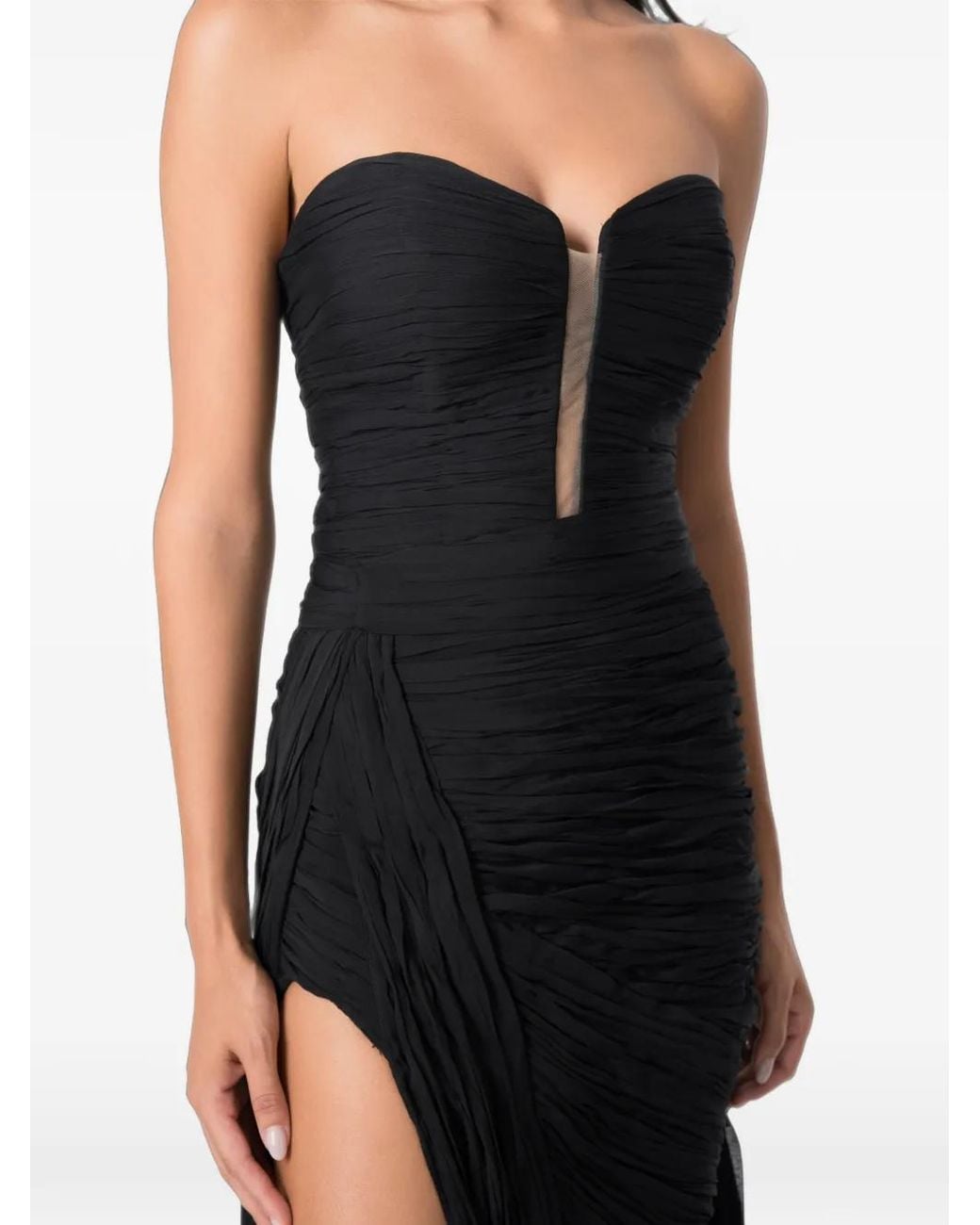 NORINA ST Black Robe-Bustier Longue À Fronces