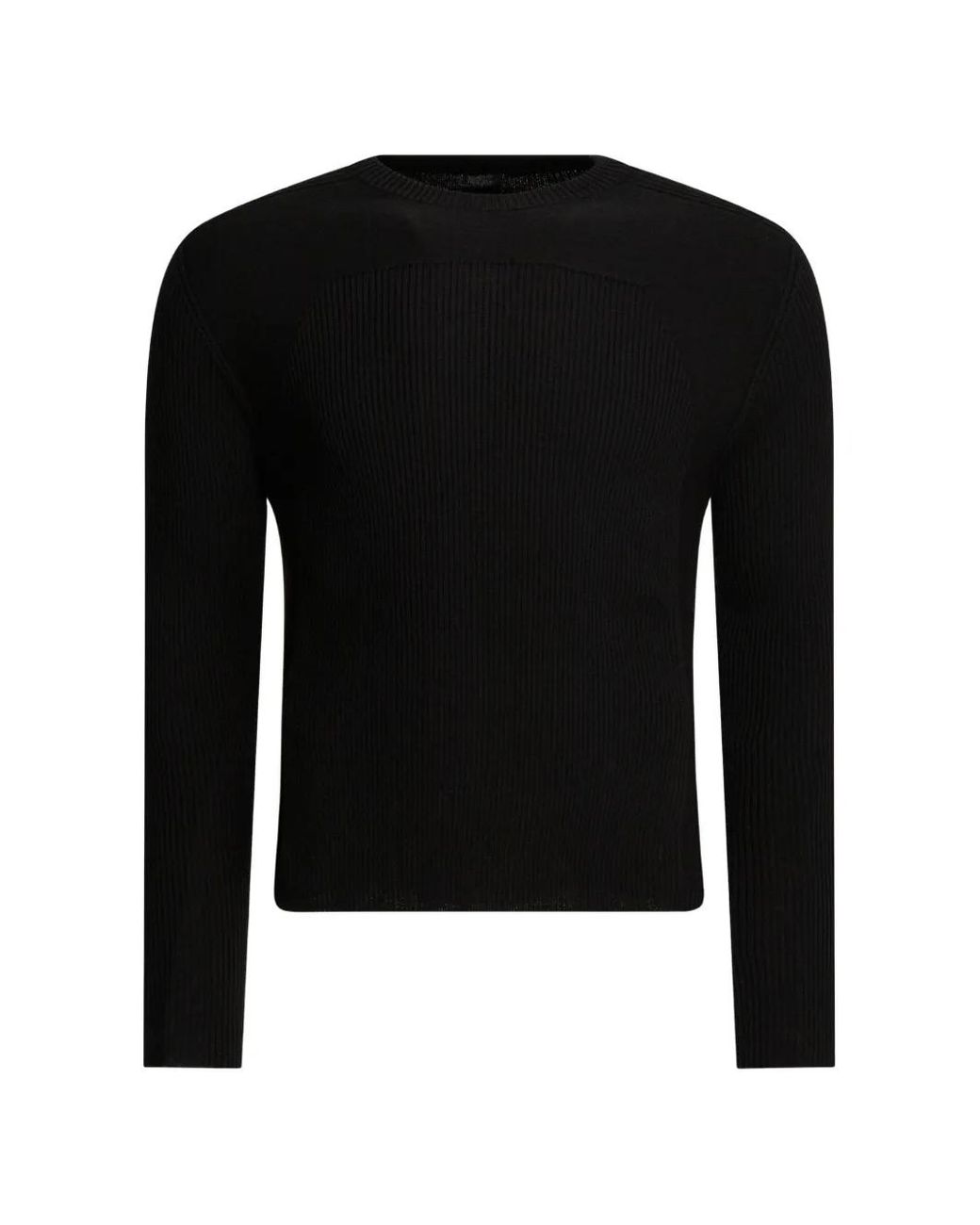 Rick Owens Black Ribbed Geo Sweater for men