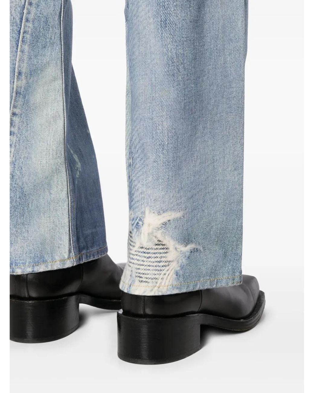 Our Legacy Blue Distressed Wide-Leg Jeans for men