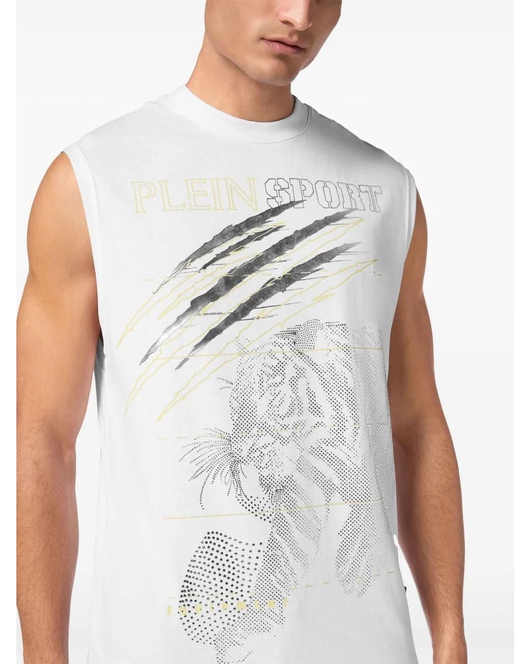 Philipp Plein White Tiger-Motif Tank Top for men