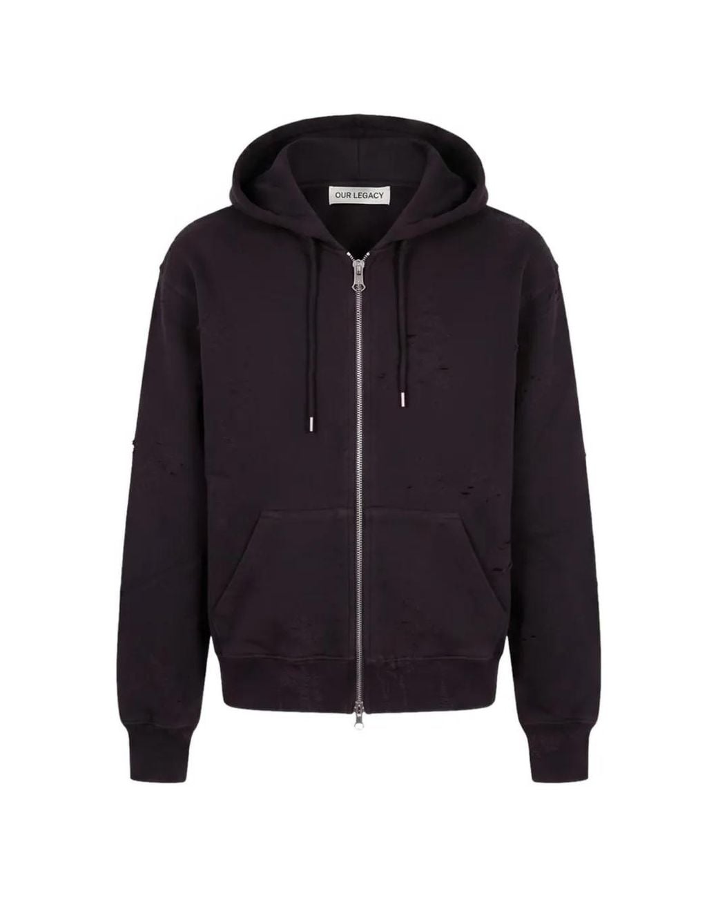 Our Legacy Blue Mischief Distressed Cropped Hoodie