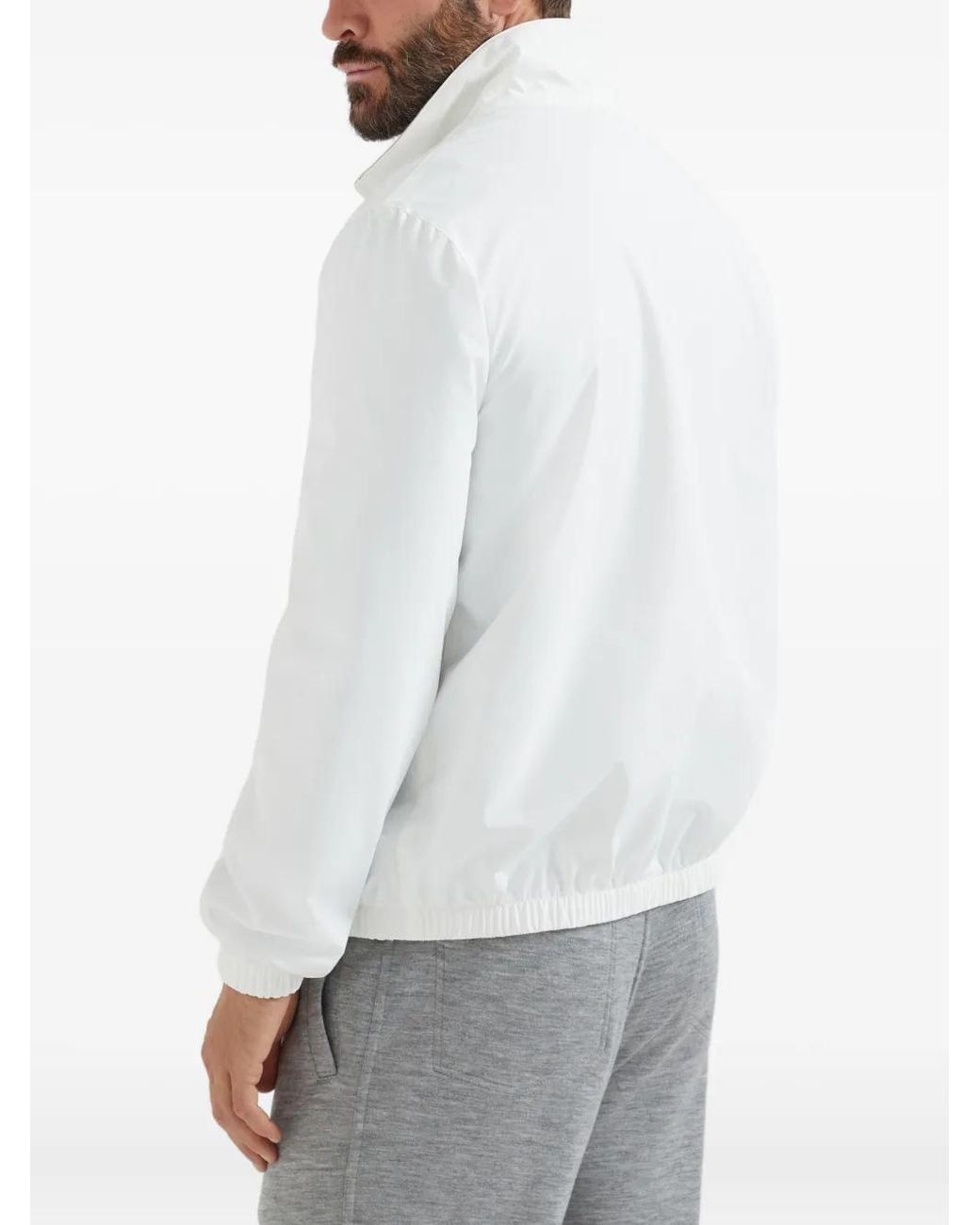 Brunello Cucinelli White Jacket Water Resistant for men