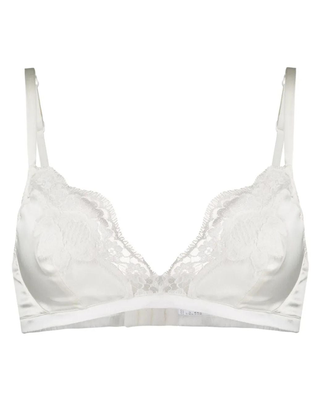 Dolce & Gabbana Natural Lace-Detail Satin Bra