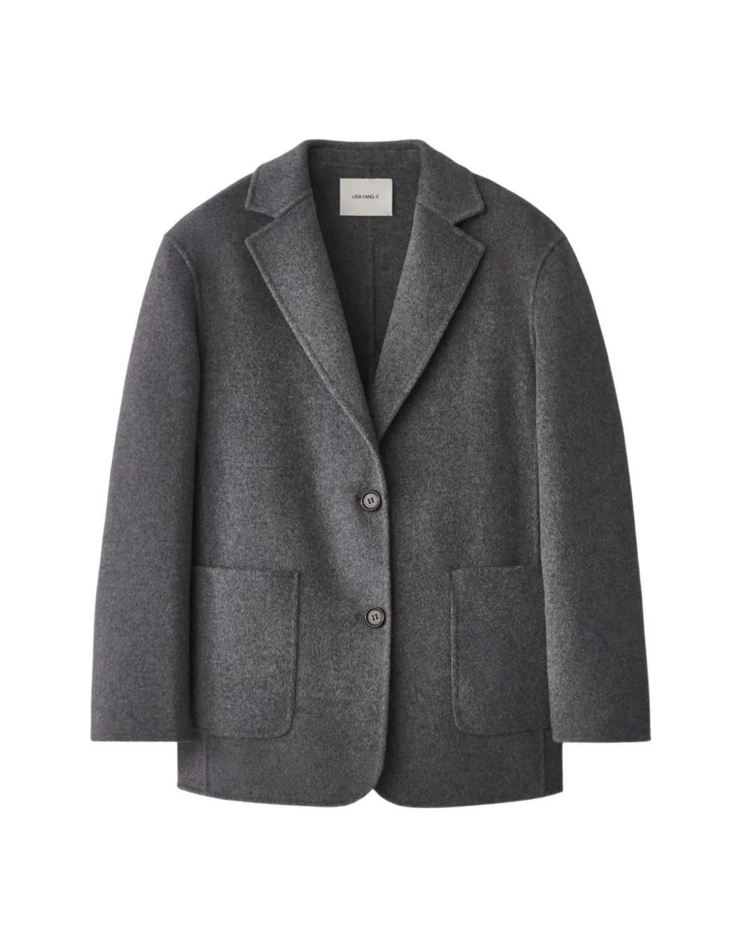 Lisa Yang Gray Notched-Lapels Patch-Pocket Jacket