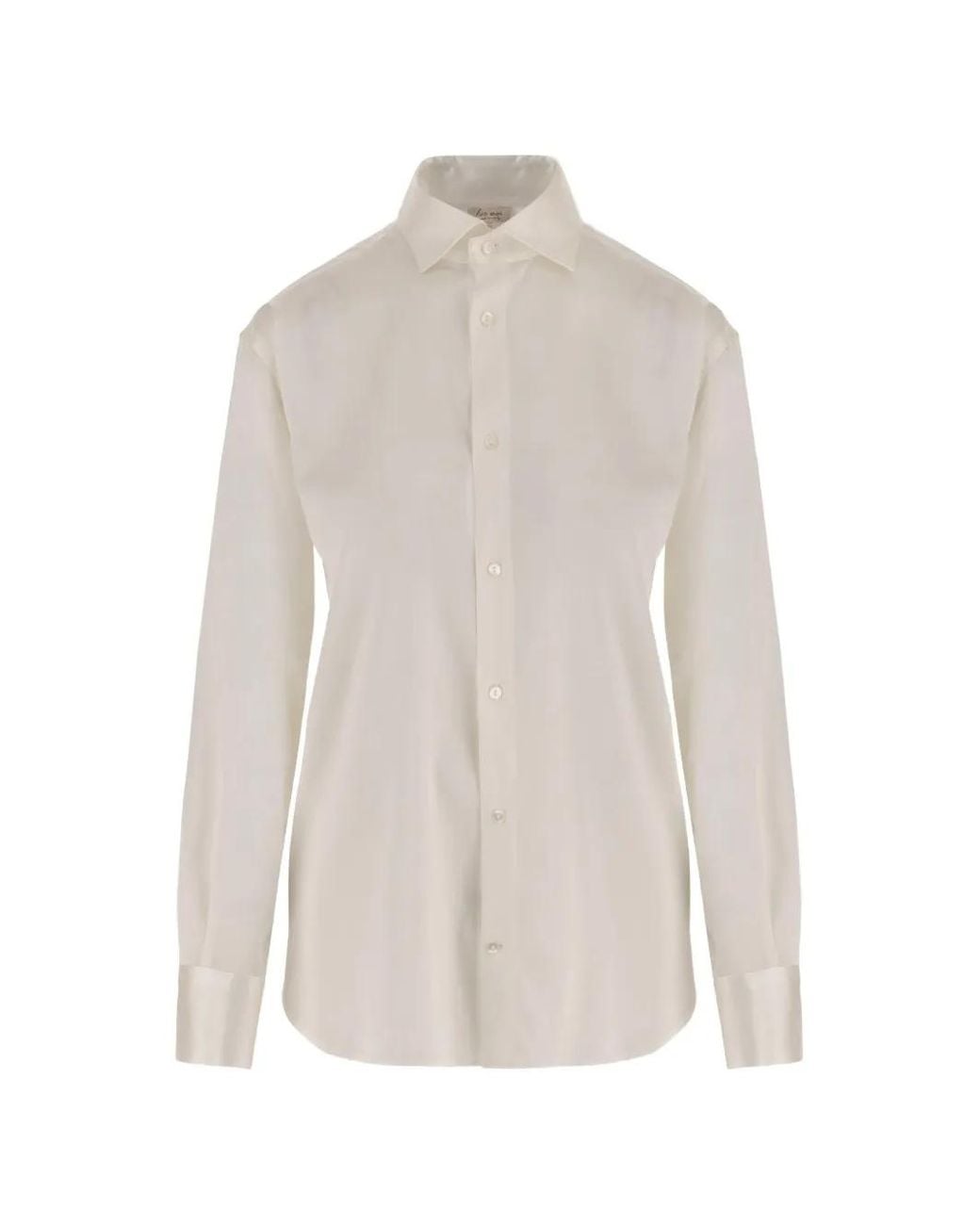 HER SHIRT HER DRESS White Button-Up Long-Sleeve Shirt