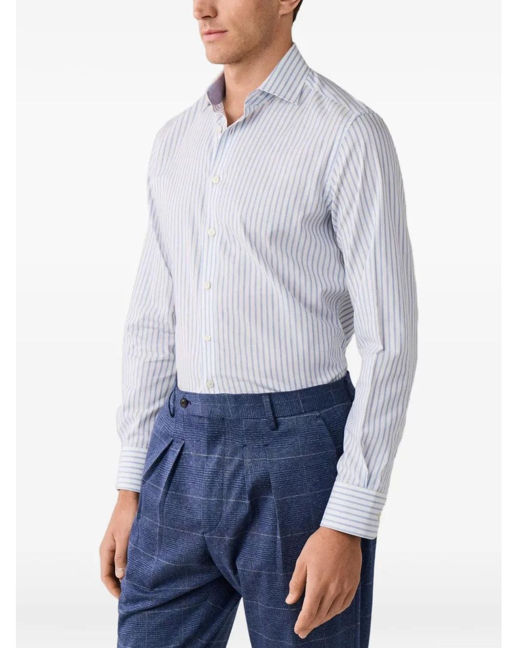 Hackett Blue Chemise En Coton À Larges Rayures for men