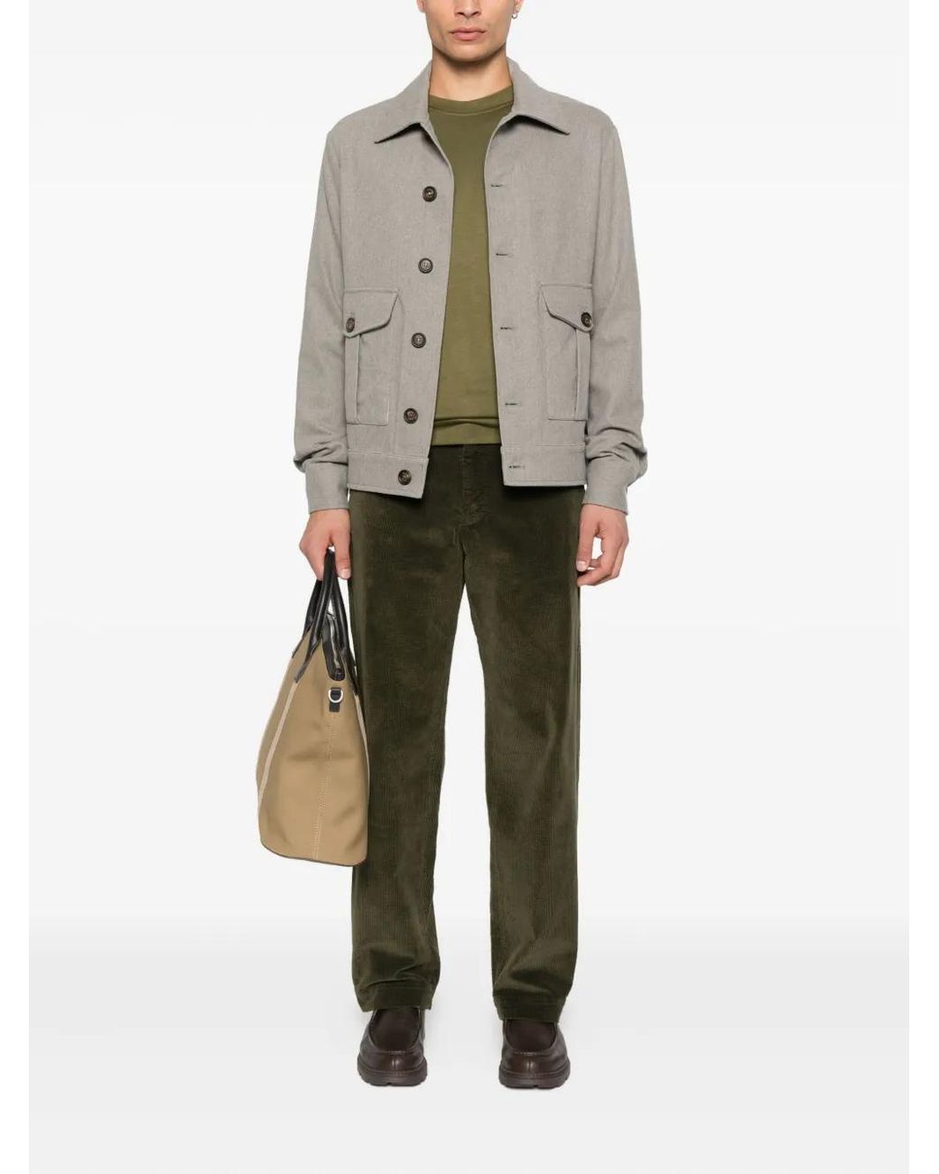 Eleventy Gray Button-Fastening Flap-Pocket Jacket for men