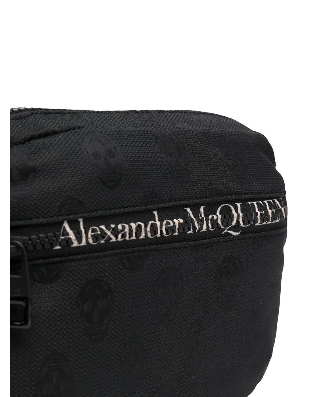 McQueen Black Logo-Print Belt Bag for men