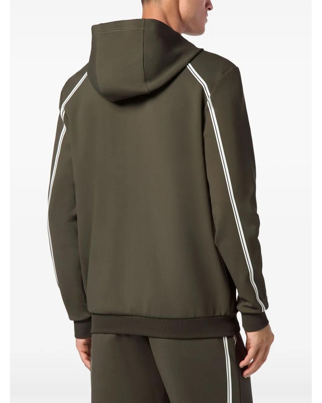 Philipp Plein Green Zip-Down Hoodie for men