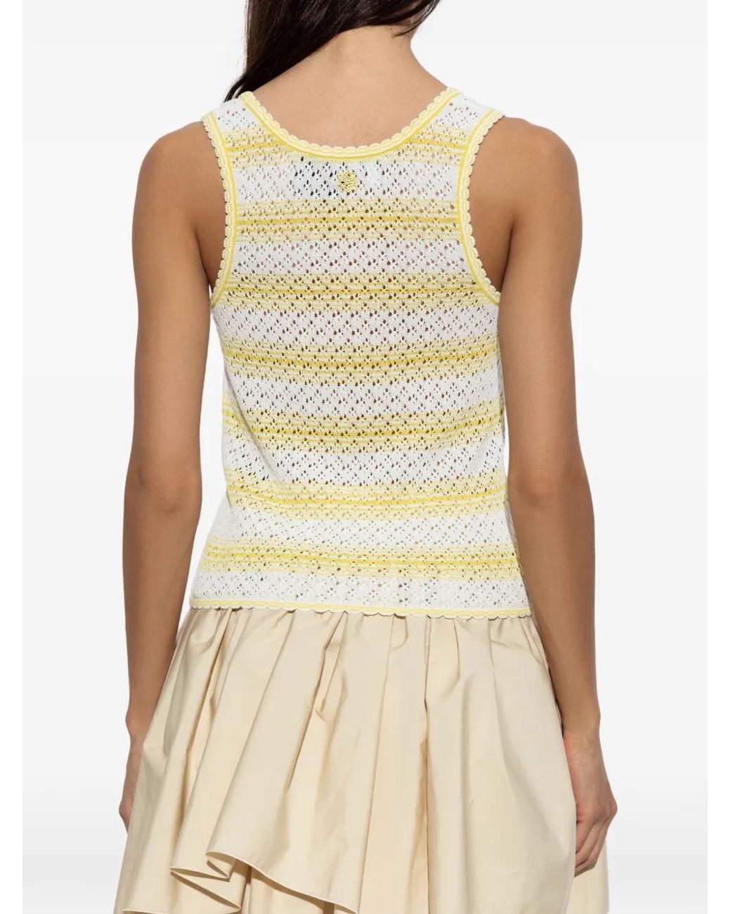 Loewe Yellow Striped Open-Knit Tank Top