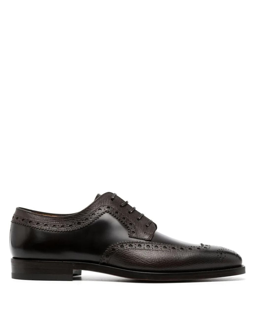 Ferragamo Black Western-Style Leather Derby Shoes for men