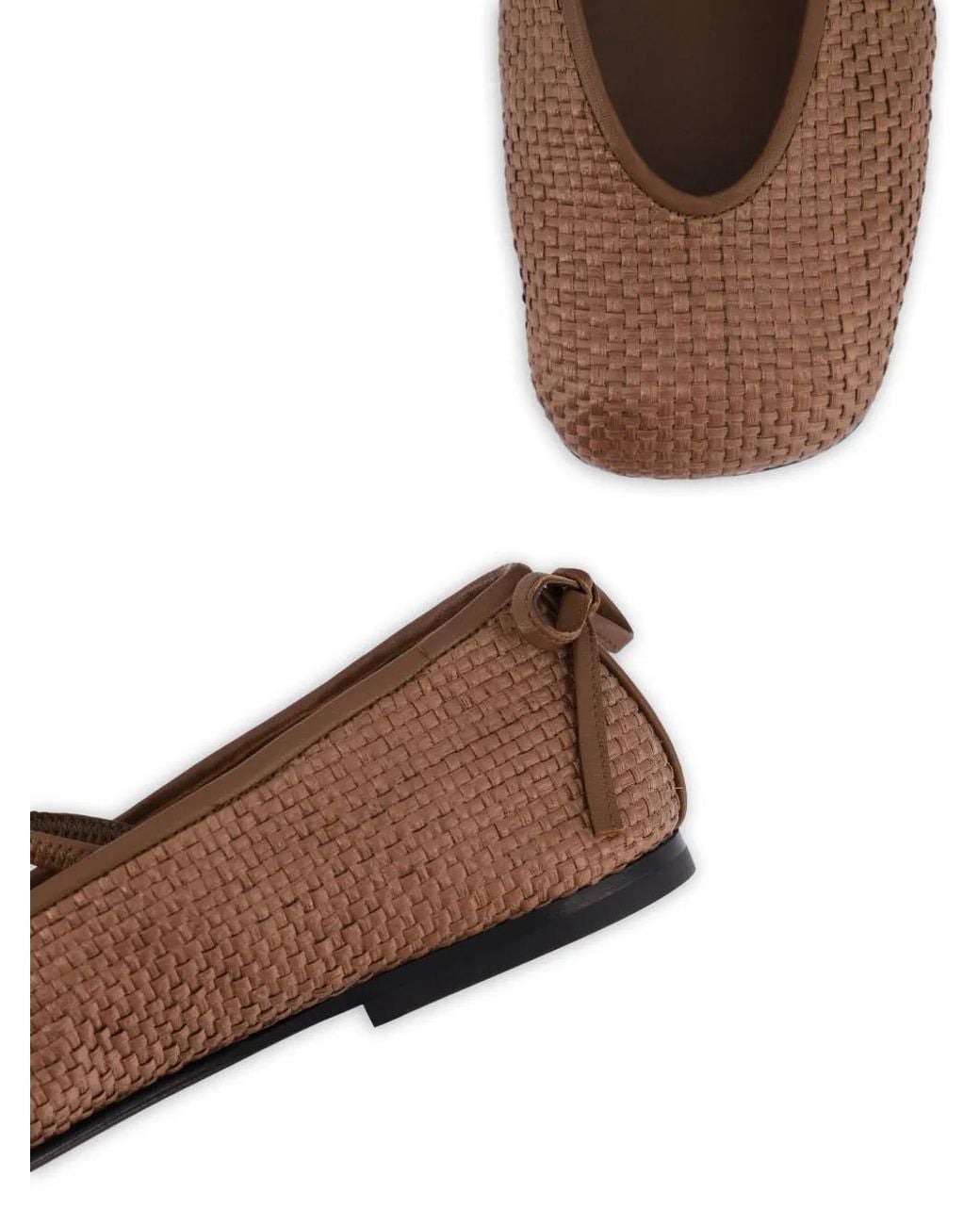 NODALETO Brown Bulla Node Woven Tie Ballet Flats